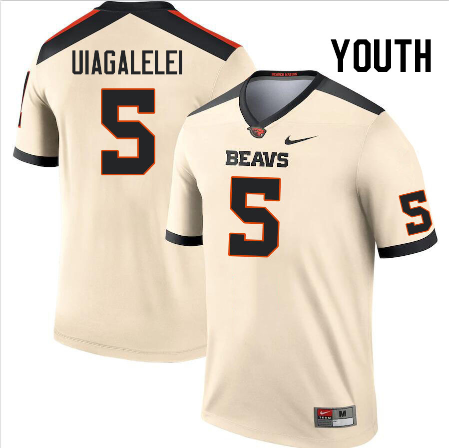 Youth #5 DJ Uiagalelei Oregon State Beavers College Football Jerseys Stitched Sale-Cream